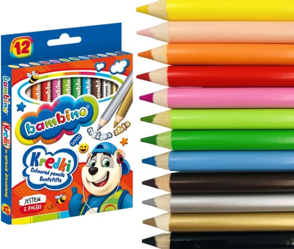 Kredki w oprawie drewnianej 12 kolorów Bambino #G2 - obrazek 3