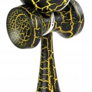 KENDAMA DREWNIANA JAPOŃSKA GRA ZRĘCZNOŚCIOWA CZARNO ŻÓŁTA