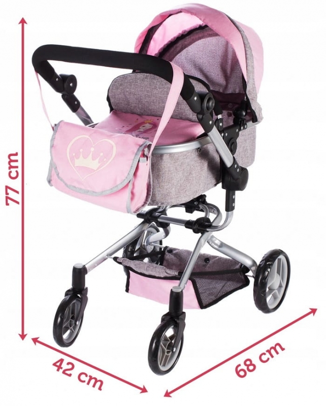 Wózek spacerowy głęboki Spacerówka Gondola 2w1 Różowy #G2 - obrazek 3