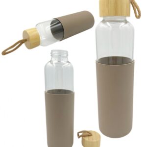 Szklany Bidon Butelka na Wodę Beżowe Etui 550 ml #G2