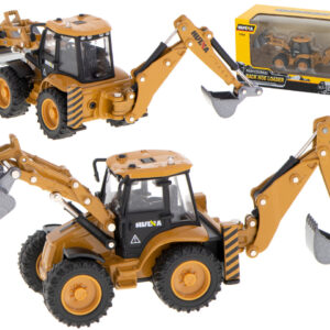 Koparka ładowarka metalowa z ruchomymi łyżkami Die-Cast H-toys 1704 1:50