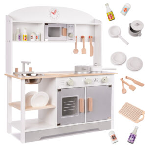 Kuchnia dla dzieci drewniana  MDF MODERN CLASSIC akcesoria 82cm szara