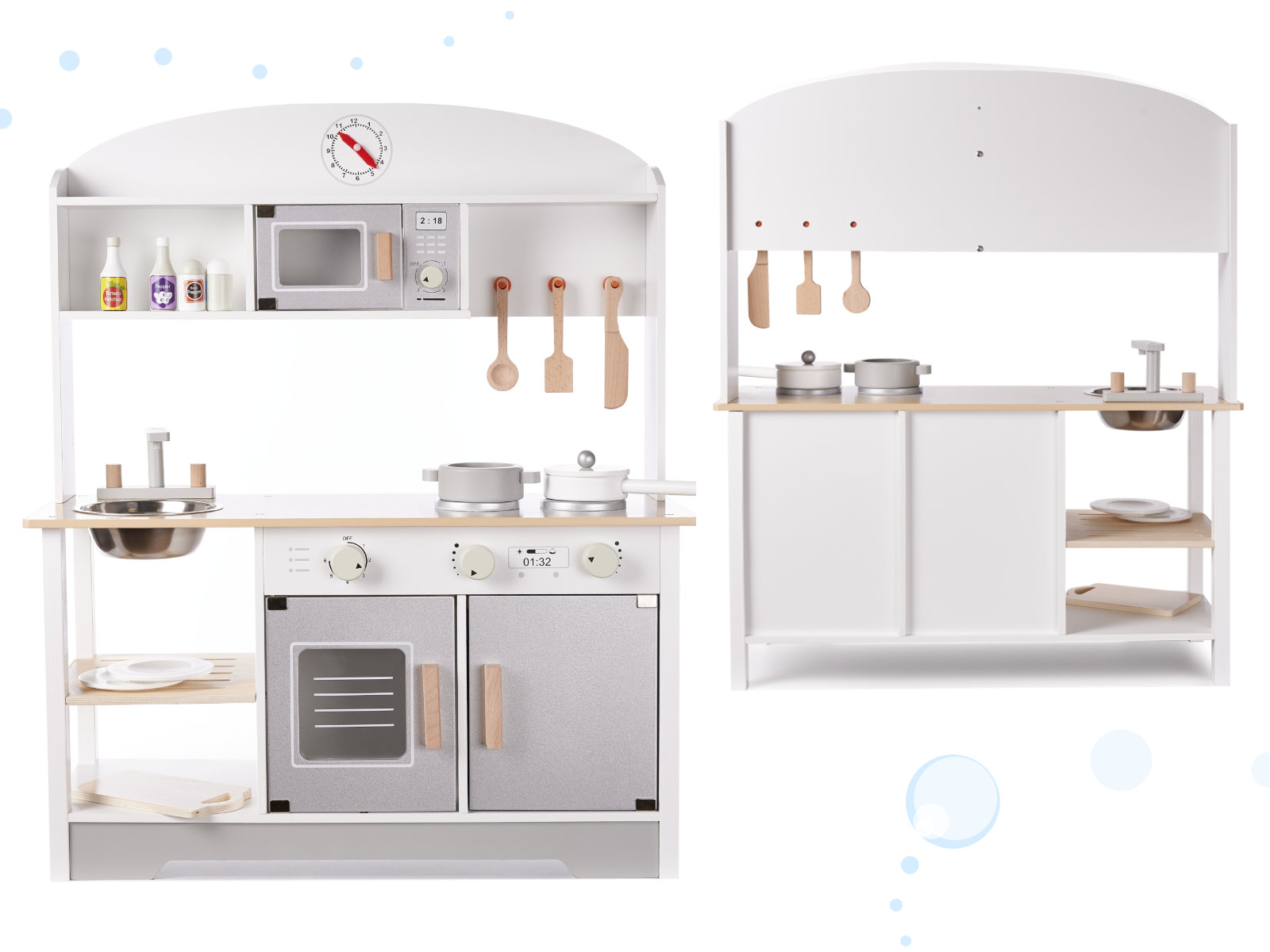 Kuchnia dla dzieci drewniana MDF MODERN CLASSIC akcesoria 82cm szara - obrazek 4
