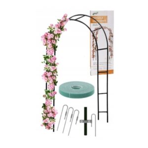 Pergola ogrodowa metalowa łuk uchwyt na róże kwiaty pnącza 240cm zielony