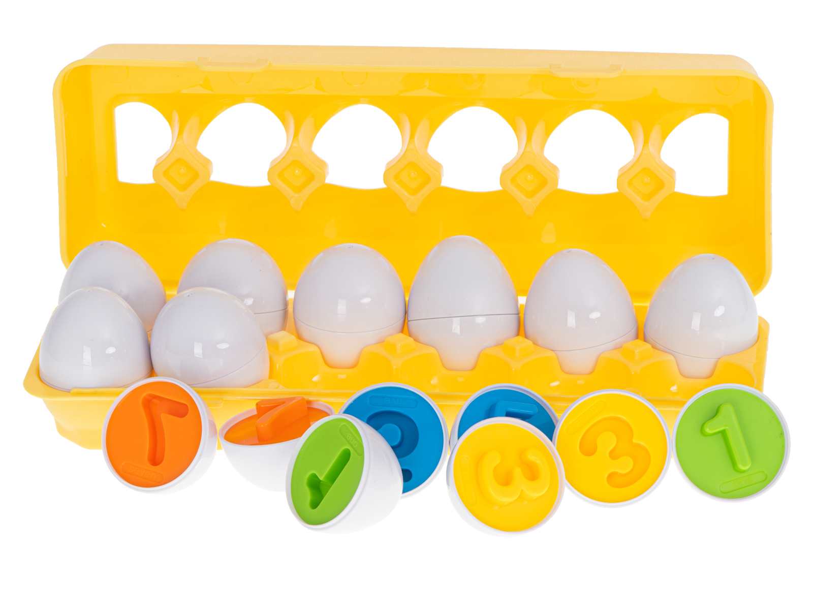 Układanka edukacyjna sorter dopasuj kształty cyferki jajka 12 sztuk - obrazek 2
