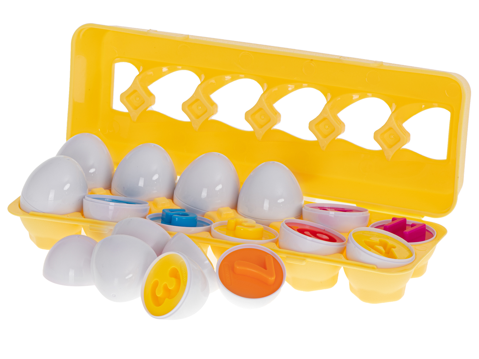 Układanka edukacyjna sorter dopasuj kształty cyferki jajka 12 sztuk - obrazek 4