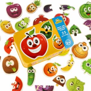 Puzzle dla dzieci układanka w puszce owoce warzywa 50 puzzli 25 obrazków