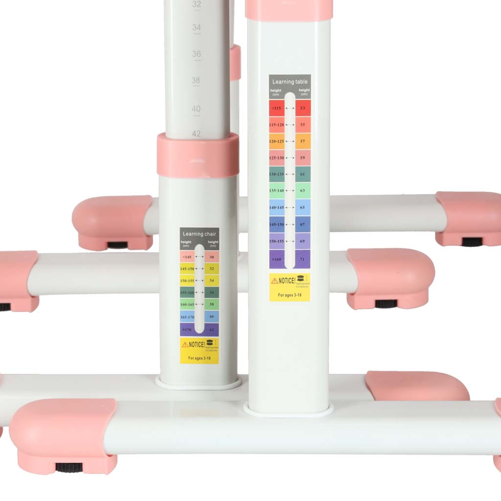 Biurko dziecięce szkolne regulowane krzesło lampka LED USB różowe - obrazek 5