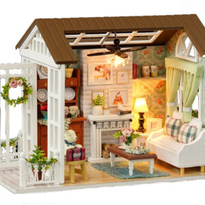 Domek dla lalek drewniany salon model do złożenia LED 8008-A 20,6cm