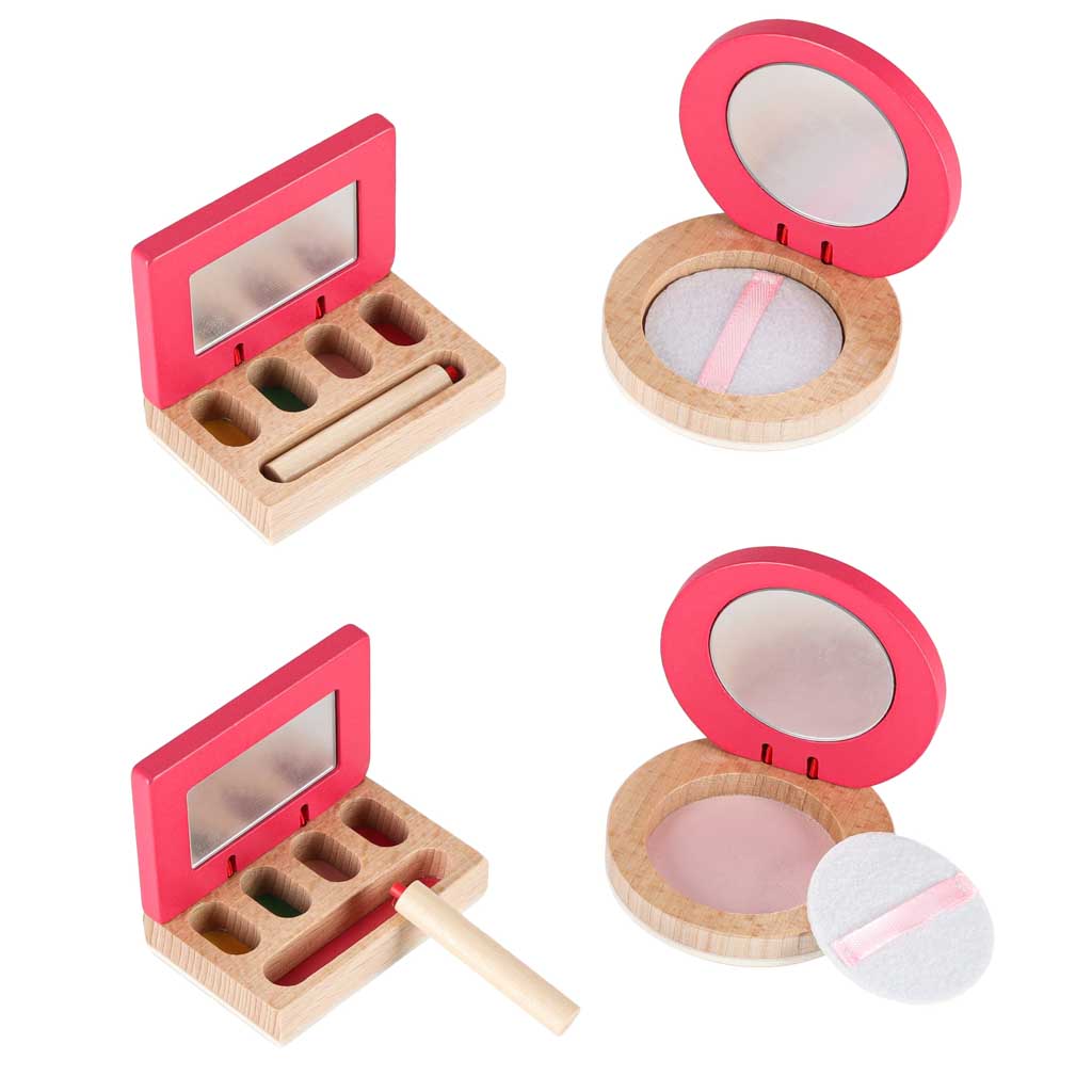 Zestaw kosmetyczny drewniany dla dziewczynki make up beauty kosmetyczka akcesoria - obrazek 9