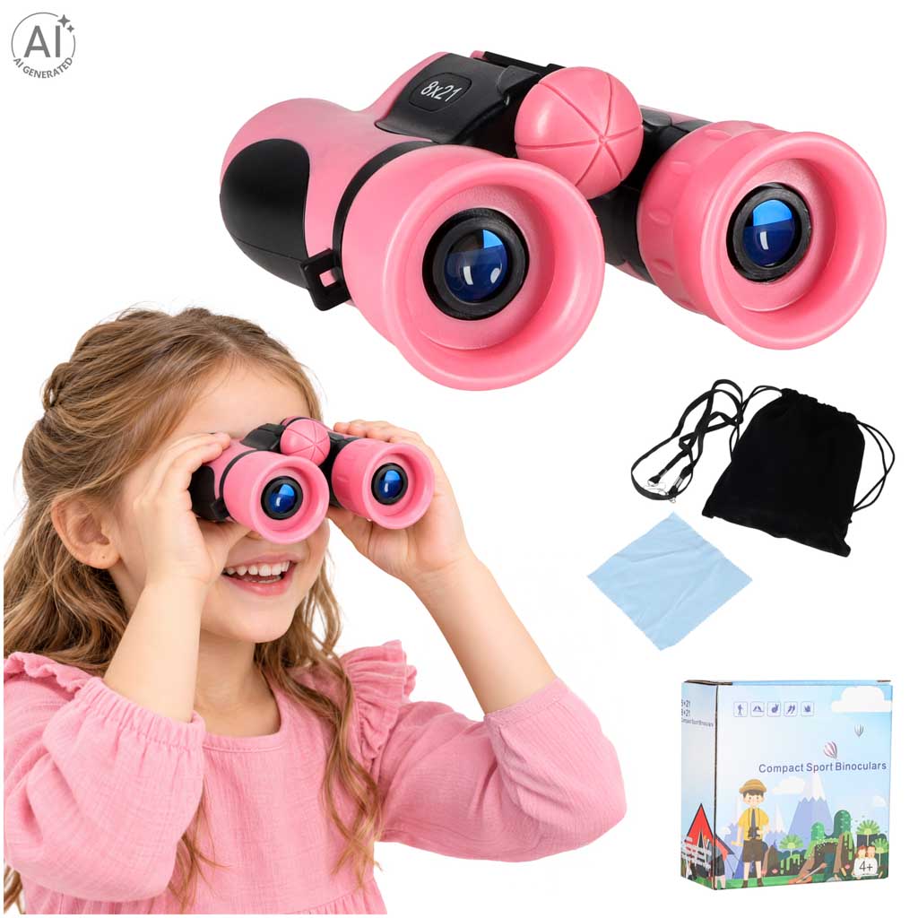 Lornetka dla dzieci do obserwacji ptaków nieba 8x 21mm HD pokrowiec różowa