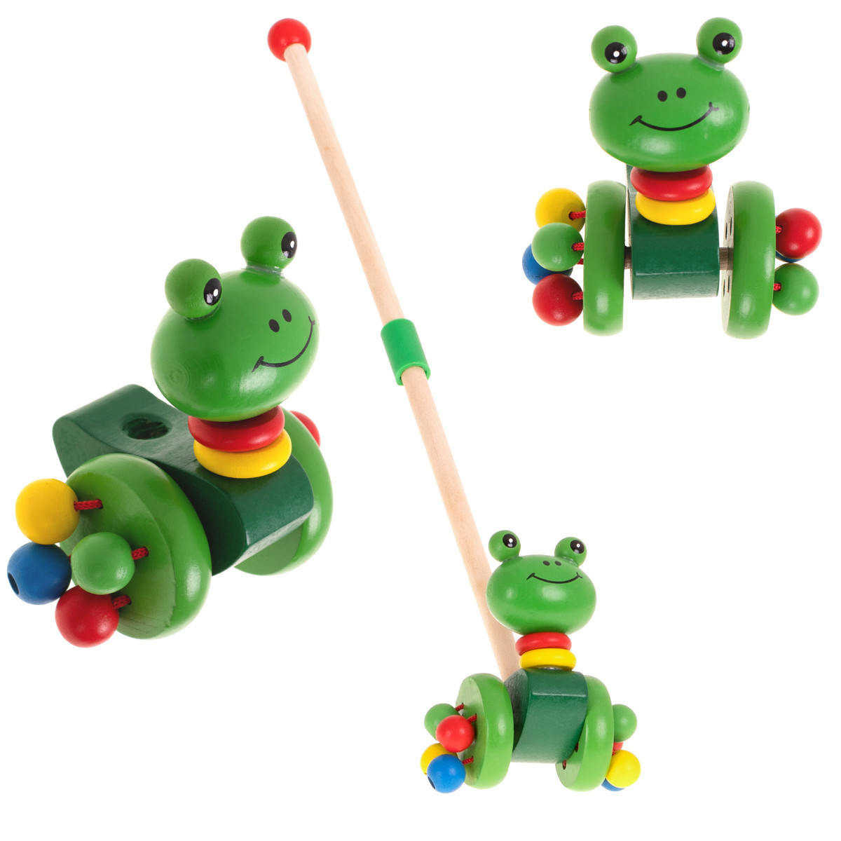 Pchacz na kiju żabka spacerowa drewniana - obrazek 5